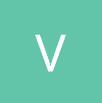 A large white capital letter V centered on a solid teal green background.